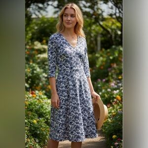 Pact Fit & Flare Midi Dress Womens Small Organic Cotton Sustainable